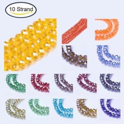 10 brins de perles de verre galvanoplastie perles plaquées lustrées rondelle à facettes 8x6mm