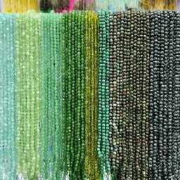 Perles en Pierre Verte Naturelle à Facettes Malachite Jaspe Jades Œil de Chat pour Bricolage de