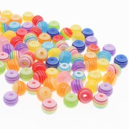 COOM GAI-Perles Rondes en Résine Translucide à Rayures pour Bijoux de Direction Bracelet
