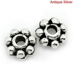 Handamde – perles d'espacement 500 pièces fleur flocon de neige couleur argent Antique