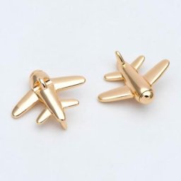 10 breloques d'avion pendentifs en laiton plaqué or 18 carats pour la fabrication de bijoux DIY