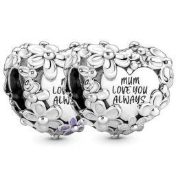 Bracelet Original en argent Sterling 925 blanc et violet marguerite cœur perles breloque DIY