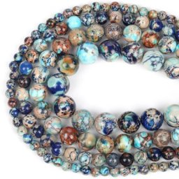 Perles Rondes Naturelles de Sédiments de Mer Turquoises Colorées Accessoires pour Bijoux Collier