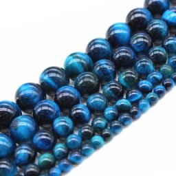 Perles Rondes en Œil de Tigre Bleu Naturel AAA + pour Bijoux Bracelet Collier DIY Brin de