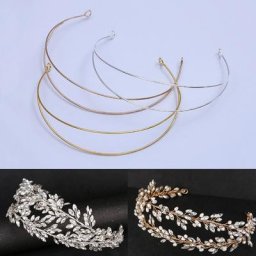 Bandeau de cheveux en métal à deux lignes couronne de mariée coiffure or argent coiffure