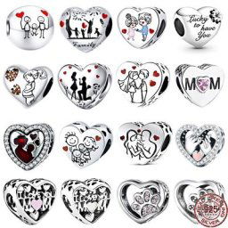 Perle en argent regardé 925 pour bracelet Pandora original famille heureuse proposition de
