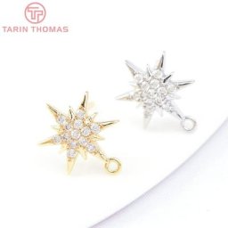 Boucles d'Oreilles en Or 24K 4852x11mm 4 Pièces Accessoire en Laiton avec Zcomprend On Star DIY