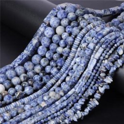 Nouvel arrivage de perles en pierre naturelle 30 + en forme de jaspe à pois bleus perles
