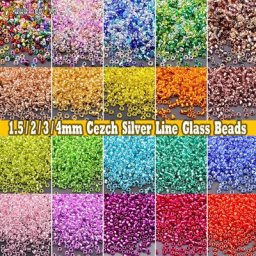 Cezch-Perles de Verre Ligne Argent 1.5mm 2mm 3mm 4mm 15/0 12/0 8/0 6/0 Perles de Rocaille