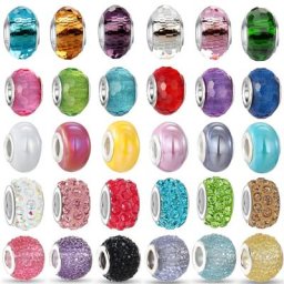 Perles de verre en cristal colorées pour femmes grand trou mélange de couleurs 3mm Bracelet