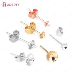 Épingles à boucles d'oreilles en laiton couleur or 50 pièces 3MM 4MM 5MM 6MM 18K fournitures de