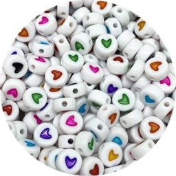 Perles rondes plates en acrylique 100 pièces bijoux à la mode cœur d'amour pour l'artisanat et