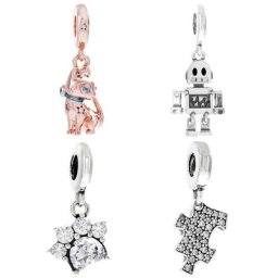 Breloque en argent regardé 925 pour animal de compagnie perle de pendentif robot empreinte de