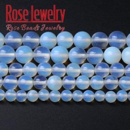 A + perles en pierre d'opale blanche naturelle pour la fabrication de bijoux perles rondes en vrac