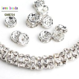 Perles en cristal blanc 4/6/8mm en métal strass Rondelle entretoise amples accessoires pour la