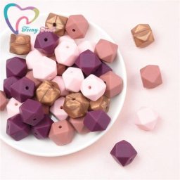 Perles Hexagonales en Silicone de Qualité Alimentaire sans BPA Pierres de Dentition Géométriques