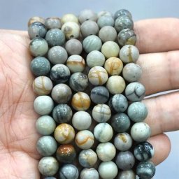 Perles Rondes en Pierre Naturelle Jaune Lisse Jaspe Picasso pour Travaux Manuels Bracelet