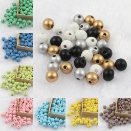 Perles Rondes en Bois pour Travaux Manuels Accessoires de Bijouterie pour Colliers Bracelets