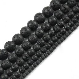 JHNBY – perles rondes en pierre volcanique noire 4/6/8/10/12MM pour la fabrication de bracelets et