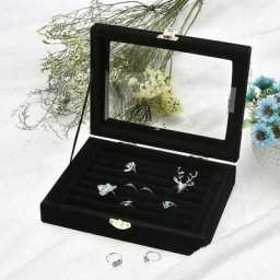 Boîte de rangement pour bagues boucles d'oreilles bijoux présentoir étui à bijoux en velours