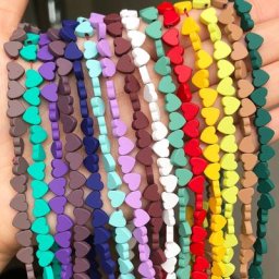 6 8mm pierre hématite naturelle mate multicolore amour coeur caoutchouc perles rondes en vrac pour