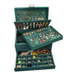 Boîtes à bijoux de luxe avec serrure grand espace évalué pour bague et collier porte-bijoux en