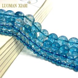 Perles en Pierre Naturelle Fine Clip Bleu Rondes pour Bijoux Collier Bracelet 4/6/ 8/10/12mm