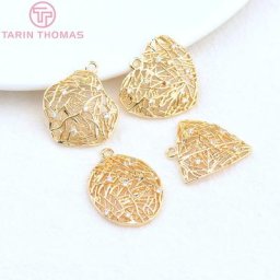 Pendentifs en laiton couleur or 24K avec cœur en Zircon 6 pièces 17x20MM haute qualité