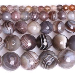 Perles Rondes à Facettes en Pierre Naturelle Agates Brunes pour Bijoux Bracelets pour Femme 15 en