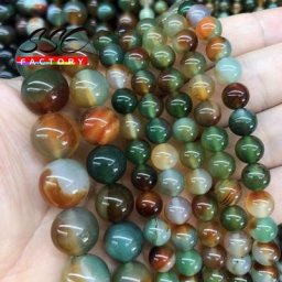 Perles d'agates de paon vert en pierre naturelle lisse perles d'espacement rondes et amples pour la