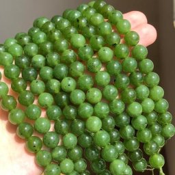 Perles Rondes en Pierre de Jades Vertes Naturelles et Authentiques 7.5 Pouces pour Fabrication de