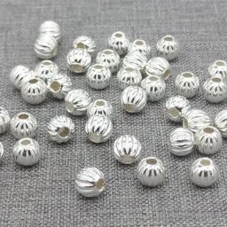 Perles ondulées droites en argent Sterling 925 pour Bracelet et collier 3mm 4mm 5mm