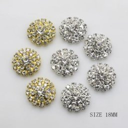 Boucle arrière plate ronde en métal strass 10 pièces boîte-cadeau pour vêtements carte