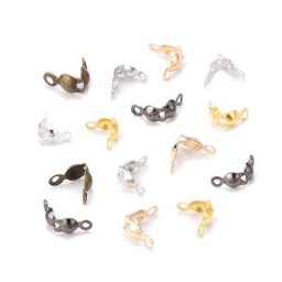 Lot de 200 bouchons de perles à sertir en métal 4x8mm pour collier boucles d'oreilles
