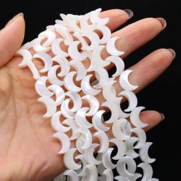 Perles de coquillage blanches d'eau douce naturelles en forme de lune entretoise adt perlée pour