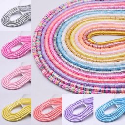 Perles rondes et plates en argile polymère couleur vive 6mm pour la fabrication de bijoux