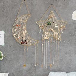 Présentoir Mural T1 pour Rangement de Bijoux Porte-Collier Boucles d'Oreilles Lune Étoile