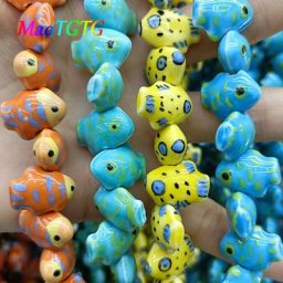 Perles en céramique de poisson peintes à la main pour bijoux collier exécutif bracelet boucles