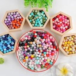 Perles Rondes en Silicone pour Bébé Mélange de Couleurs Jouet de Dentition Tétine Collier 50