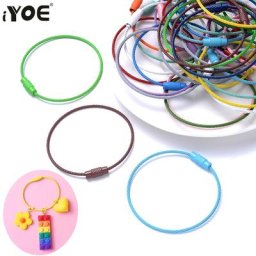 Porte-clé en acier inoxydable grand cercle rond de 50mm câble d'étiquette serrure à vis pour