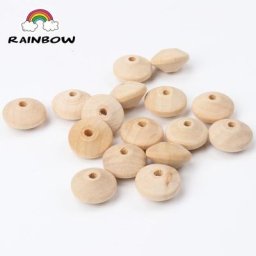 Perles rondes en bois naturel 12x23mm 10 pièces