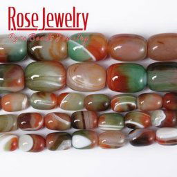 Perles en pierre naturelle en forme de tonneau de paon et d'agates perles semi-finies bracelet