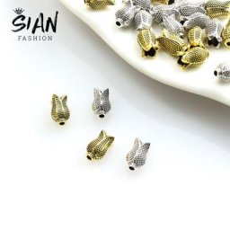 Lot de 30 breloques en forme de fleur tulipe perles d'espacement petit trou alliage métallique