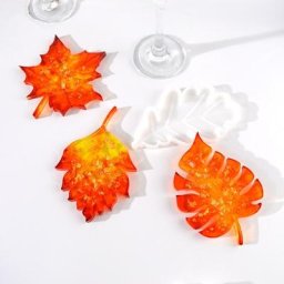 Moule en résine de Silicone pour moulage de feuilles d'érable Tropical dessous de verre 5 pièces