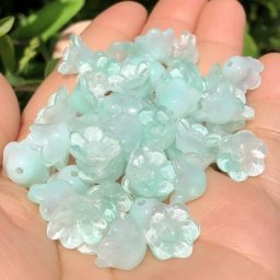 Perles de verre en cristal tchèque pour bijoux fleur d'orchidée cloche vert menthe épingle à
