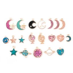 Breloques en émail plaqué mixte pendentif lune étoile planète bijoux bricolage bracelet