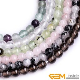 Perle ronde en quartz naturel pour fabrication de bijoux 15 pouces 2mm grand trou Fluorite
