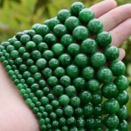 Perles de jades émeraude vert foncé pierre naturelle ronde perles d'espacement pour bijoux