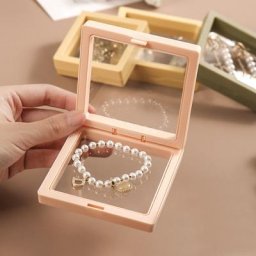 Boîte à bijoux en plastique supports transparents 3D rose jaune cadre photo coloré Membrane PE
