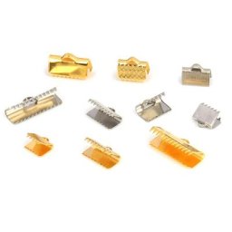 Lot de 20 fermoirs en acier inoxydable pour la fabrication de bijoux cordon de protection à sertir